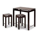 IMAGE OF Winsome Wood 92734 Linea 3pc Pub Kitchen Set, Island Table With 2 Stools (espresso)
