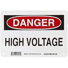 Brady 25532 7" Height, 10" Width, B-401 Plastic, Black And Red On White Color Admittance Sign, Legend "Danger, High Voltage"