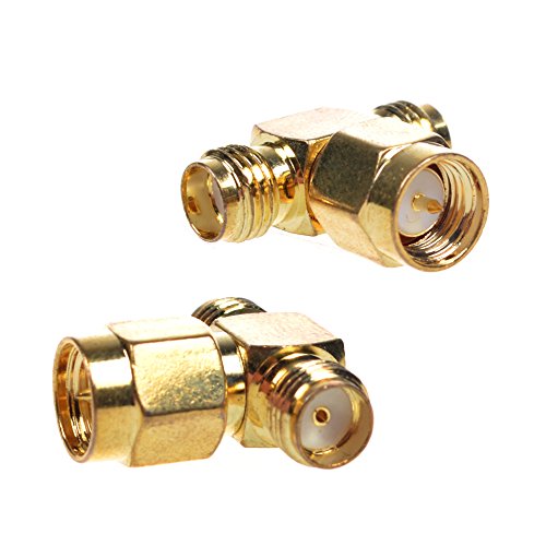 Bcp 2pcs sma male to 2 sma female triple t rf coaxial c…