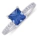 14Kt White Gold Princess Cut Chatham Created Blue Sapphire Ring