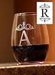 Set of 4 Etched Monogram 16 oz. Stemless Wine Glasses - R Set of 4 Etched Monogram 16 oz. Stemless Wine Glasses - R