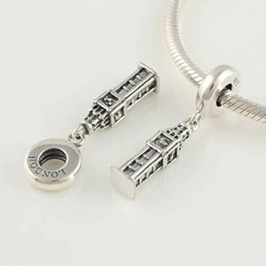 Big Ben Dangle 925 Sterling Silver Charm for Pandora, Biagi, Chamilia, Troll and More Bracelets