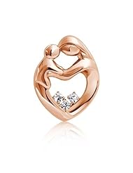 Valentines Day Gifts Bling Jewelry Rose Gold CZ Mother Child Heart Pendant