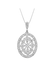 Diamond Oval Medallion Pendant 1/7ctw