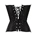 frawirshau Women's Peacock Style Lace Up Boned Corset Burlesque Lingerie Black S