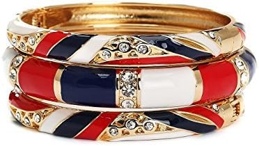 Blinglane Women's Tri Color Enamel Elegant Fashion 18k Plated Bangle