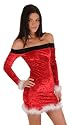 Christmas Crushed Red Velvet Sexy Santa Mini Dress with Marabou trim