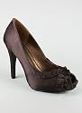 Ruffle Satin Peep Toe Heel