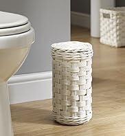 White Rattan Toilet Roll Holder