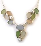 Pastel Sea Glass Cluster Necklace