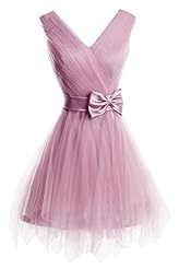 Junior A-line Short  Lace-Up Tulle Evening Dress/Homecoming Dress/Bridesmaid Dress/Prom Dress/Party Dress/Wedding Dress  With a Bow(s)