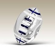 Rugby Ball Bead with Epoxy Color Charm Bead Sterling Silver for Pandora Bracelets (E11047)