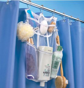 Mesh Shower Organizer - Easily Hangs On Rod (White) (17H x 17W)
