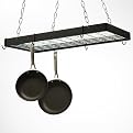Gourmet Rectangular Black Metal with Chrome Pot Rack