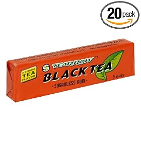 Tearrow Black Tea Chewing Gum, 0.53-Ounce Packs (Pack of 20)