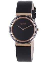 Bering Time 10729-446 Ladies Ceramic Black Calfskin Watch