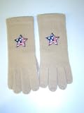G242, Beige Color Angora Wool Gloves Trimmed with Star American Flag for Men Women and Teens
