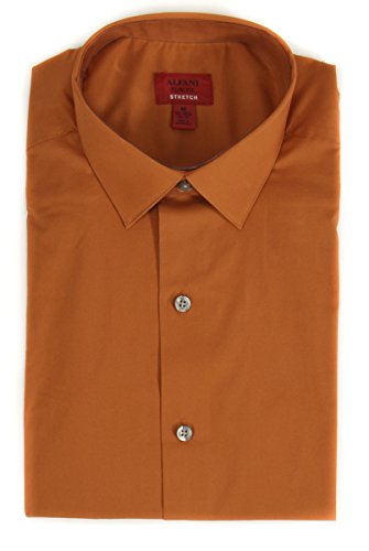 Alfani SpectrumCopper Orange Slim-Fit Solid Dress Shirt M 15/15.5 32-33