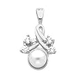 18K White Gold Akoya Cultured Pearl and Diamond Pendant