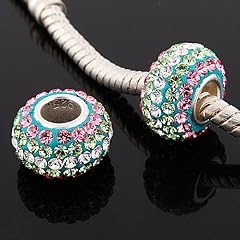 Andante-Stones Original Massiv 925 Sterling Silber Kristall Bead Rosa Wei� Hell Gr�n Element Kugel f�r European Beads Modul Armband + Organzas�ckchen