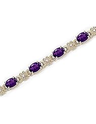 14kt Yellow Gold Oval Amethyst and Diamond Bracelet