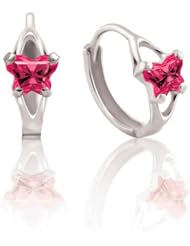 Bfly® Girls 14k Gold July Birthstone CZ Butterfly Hinged Earrings