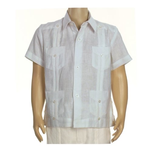 Boys Linen short sleeve Guayabera in light blue. Final sale