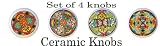 Set of 4 Talavera Style Ceramic Knobs