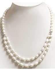 Exclusive 2 Strands Natural Beautiful Fresh Water Pearl Beaded Necklace