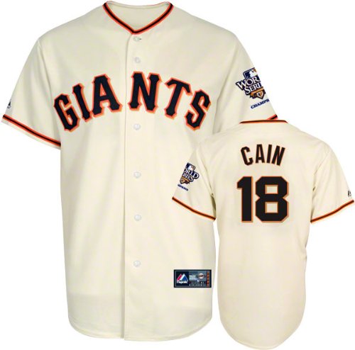 Matt Cain Youth Jersey: San Francisco Giants #18 Home Youth Replica Jersey with 2010 World Series Champs Patch
