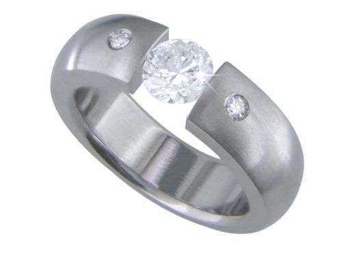 Etoile Unique Tension Cubic Zirconium Engagement Ring with Diamonds 41WNEMGZ8CL Etoile Unique Tension Cubic Zirconium Engagement Ring with Diamonds