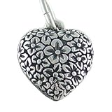 Puffy Floral Chinz Heart Vintage Style 925 Sterling Silver Traditional Charm or Pendant