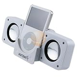 INSTEN White Foldable Multimedia Speaker for Apple iPad / iPod / iPod video / iPod nano / iPod Photo / iPod Mini / iPod Shuffle / Microsoft Zune