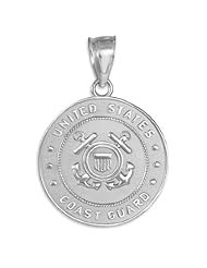 10K White Gold US Coast Guard Pendant