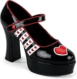 Queen-55 Platform Mary Jane With Heart On Toe and Side Stripes