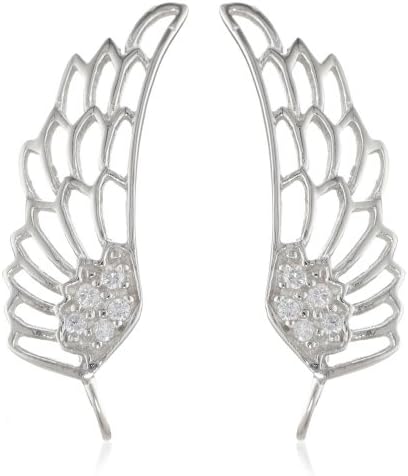 The Ear PinCubic Zirconia Eagle's Wing Sterling Silver Earrings