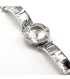 Plain silver Hand Made round face silver watch- complete with safety chain