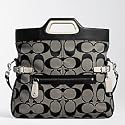 AUTHENTIC COACH BONNIE SIGNATURE FOLDOVER CONVERTIBLE SHOULDER/BUSINESS TOTE 13386 (BW/BW)