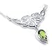 Sterling Silver Celtic Knot Knotwork Necklace with a Bright Green 7x10mm Peridot