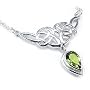 Sterling Silver Celtic Knot Knotwork Necklace with a Bright Green 7x10mm Peridot