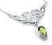 Jewelry : Sterling Silver Celtic Knot Knotwork Necklace with a Bright Green 7x10mm Peridot