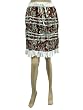 Boho Chic Knee Length Causal White Lace Work Red Green Printed Skirts 21"