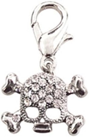 Clear Crystal Skull and Crossbones Collar Charm