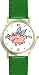 Angel Pig or Flying Pig with Wings Animal - WATCHBUDDY&reg; DELUXE TWO-TONE THEME WATCH - Arabic Numbers - Green Leather Strap-Size-Large ( Men's Size or Jumbo Women's Size )