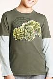 Pure Cotton Mock Layer Car Appliqué T-Shirt [T87-5010J-S]