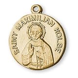 12K Gold Filled Saint Ma x imillian Kolbe Medal and 18-inch Chain