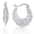 Sterling Silver Graduated Filigree H Earrings