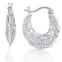 Sterling Silver Graduated Filigree Hoop Earrings