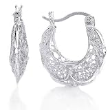 Sterling Silver Graduated Filigree H Earrings