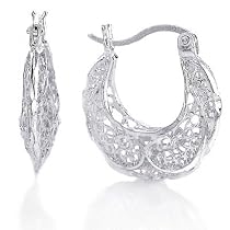 Sterling Silver Graduated Filigree Hoop Earrings